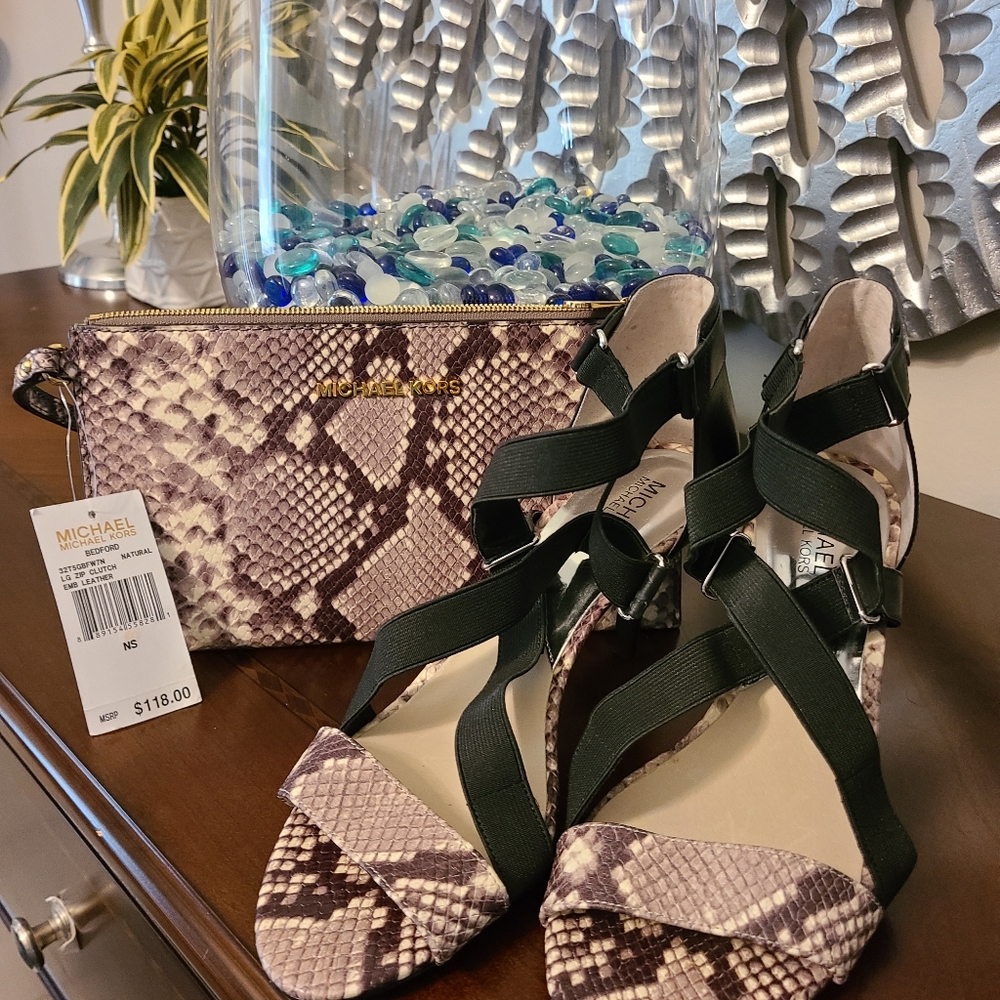 MK Shoes and Clutch